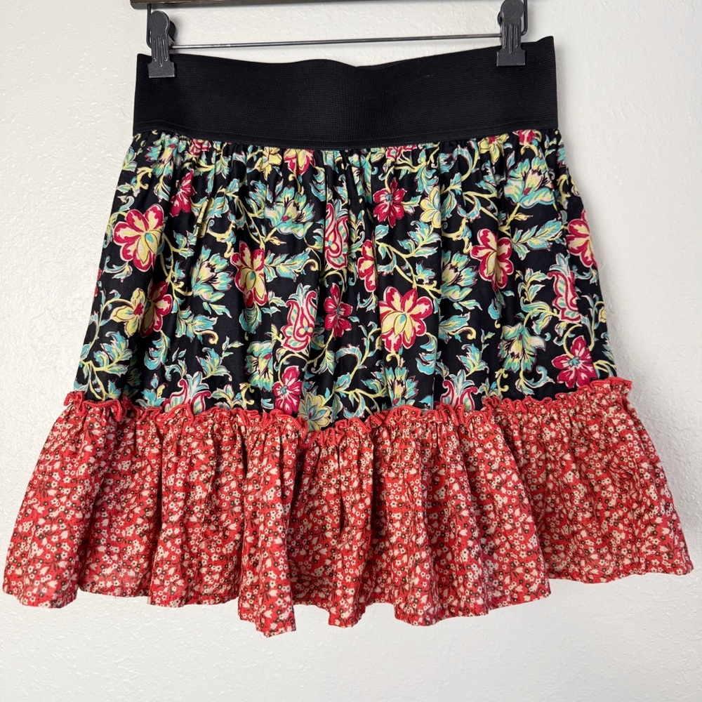Xhilaration floral tiered mini cowgirl western skirt M